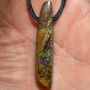 Boulder Opal Pendant, Necklace - Wood Replacement - 36 CT - Australian - Koroit -
