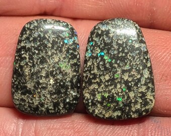 Pair Mexican Leopard Opals - 15.7 Ct. - Bright Red/Green Colors