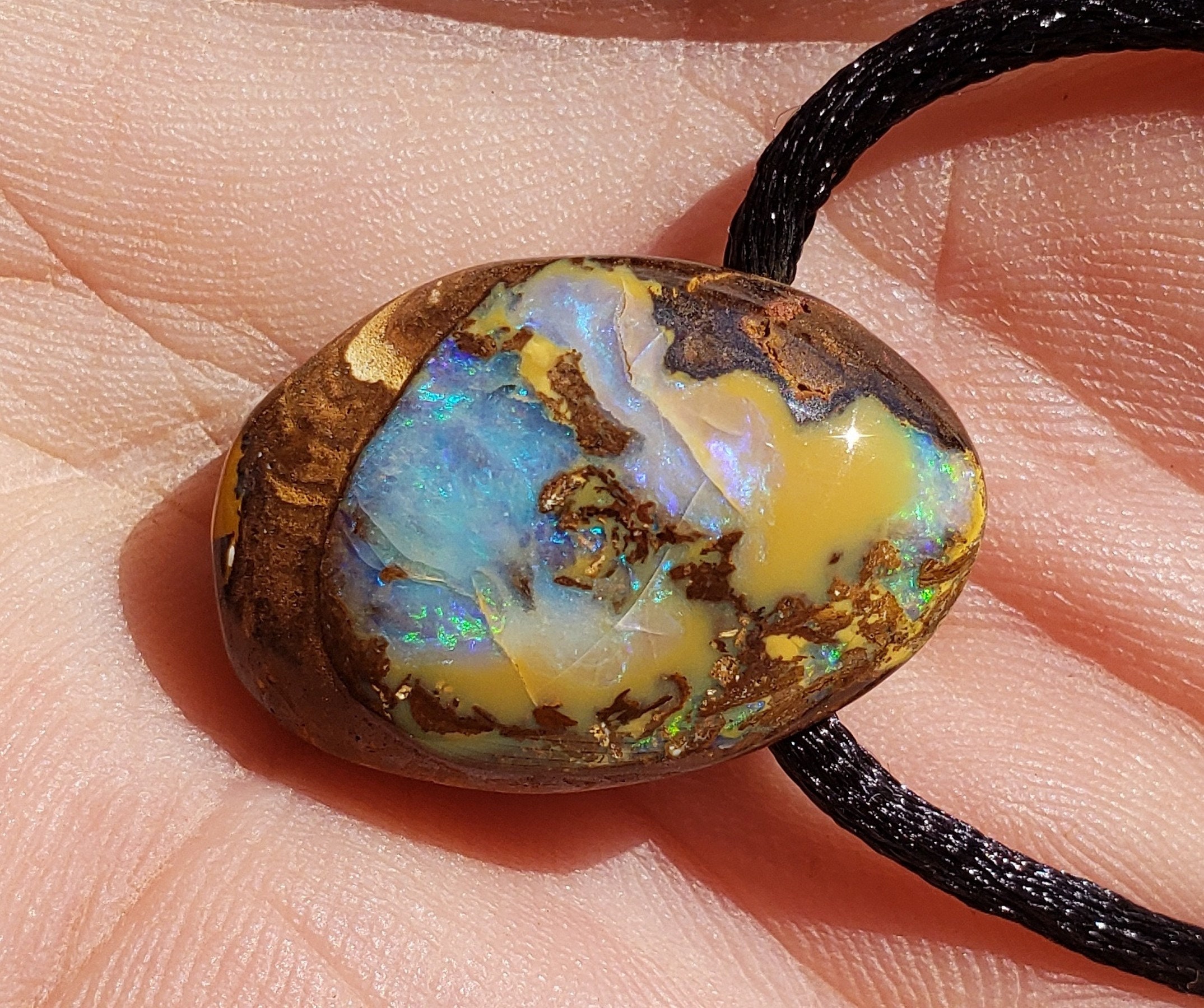 14K Gold Australian Black Shell Opal Necklace — Designs By S&R