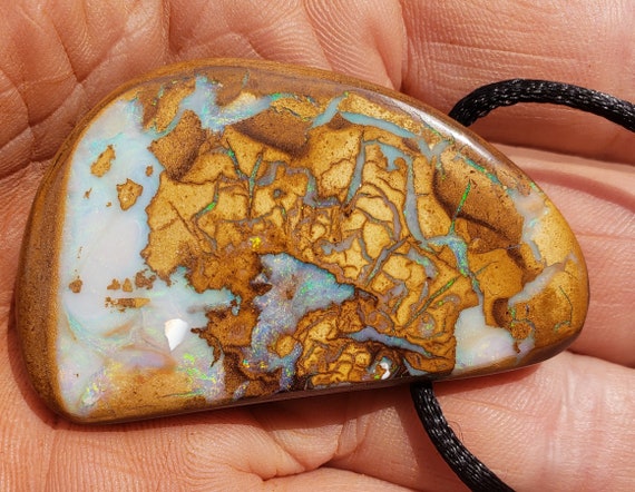 198 Ct. Boulder Opal Pendant, Necklace - Australian - Koroit - 56 x 33 mm