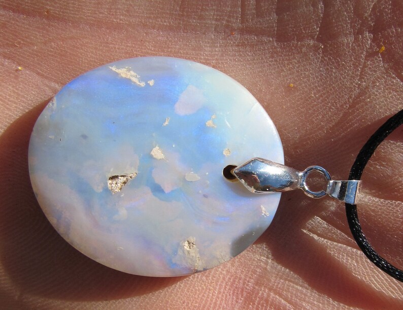Necklace Australian Opal Pendant 44 Ct Sterling Silver Bail