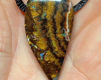 Koroit Boulder Opal Pendant Necklace; Australian Gemstone - 63 CT