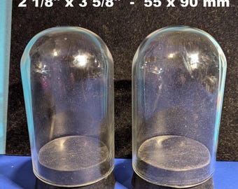 2 Glass Domes - 2 1/8" x 3 5/8" - With Rubber Stoppers (55 x 90 mm)