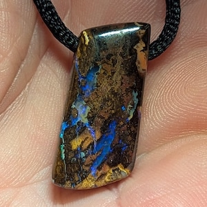 Boulder Opal Pendant, Necklace - Double Sided Colors - 29 CT - Australian - Koroit -