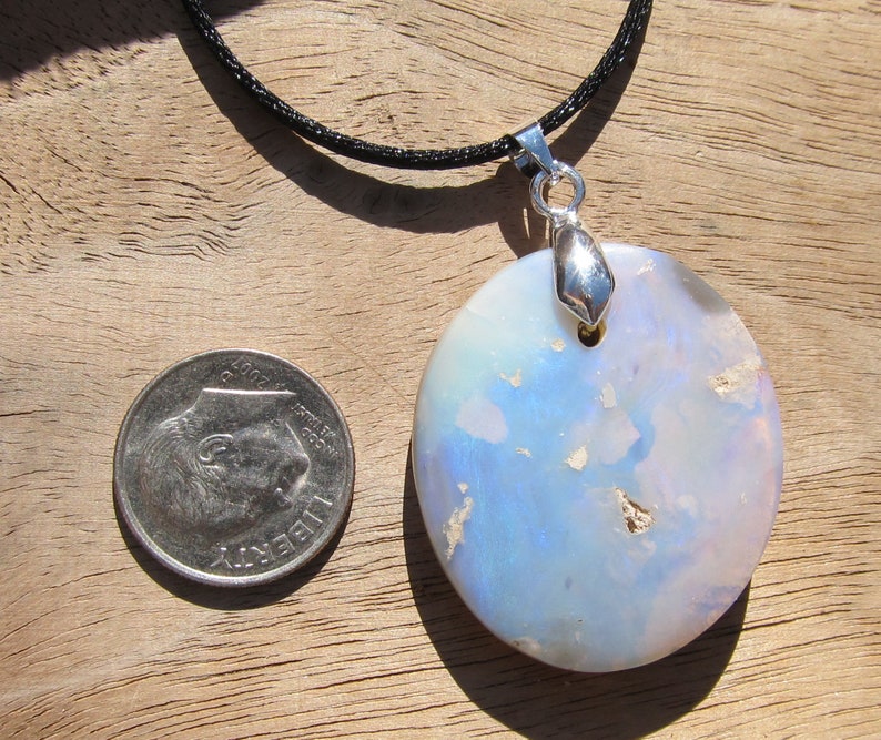 Necklace Australian Opal Pendant 44 Ct Sterling Silver Bail