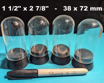 4 Glass Domes - 1 1/2" x 2 7/8" - With Rubber Stoppers (38 x 72 mm)