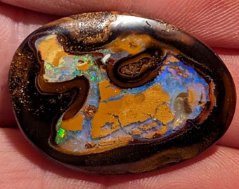 Boulder Opal - 39.5 Ct. - 32 x 23 mm - Centered Nut - Yowah, Australia