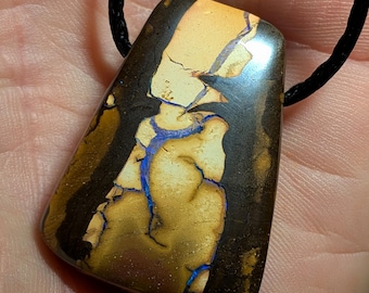 Boulder Matrix Opal Pendant, Necklace - 80.6 CT - Double Sided - Australian - Koroit
