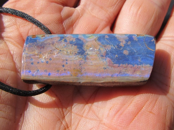 109 Ct. Boulder Opal Pendant, Necklace - Koroit Australia - 49 x 20 mm