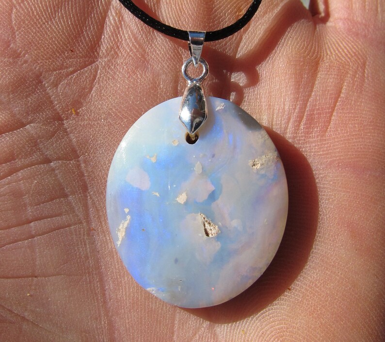 Necklace Australian Opal Pendant 44 Ct Sterling Silver Bail