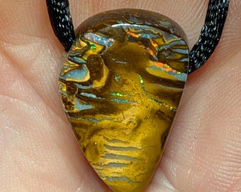 Koroit Boulder Opal Pendant Necklace; Australian Gemstone - 37 CT