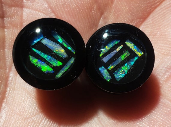 1 2 Inch Opal Inlay Ear Gauge Plugs Size 1 2 12 4 Etsy Denmark