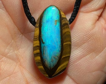 Boulder Opal Pendant, Necklace - 44 CT - Australian - Koroit -