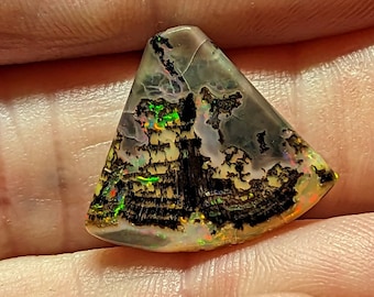 Virgin Valley Nevada Wood Opal - 7.5 Ct.- Red & Green Colors - Rare Material