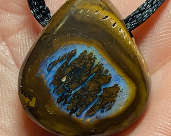 Koroit Boulder Opal Pendant Necklace; Australian Gemstone - 43 CT