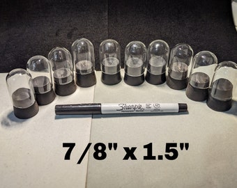 10 Glass Domes - .97" x 1 1/2" - With Rubber Stoppers