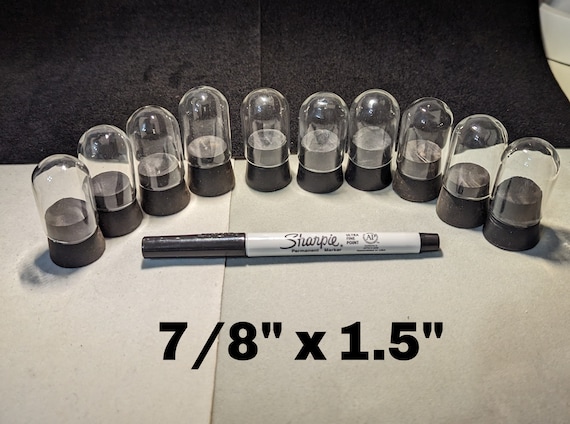 10 Glass Domes - .97" x 1 1/2" - With Rubber Stoppers