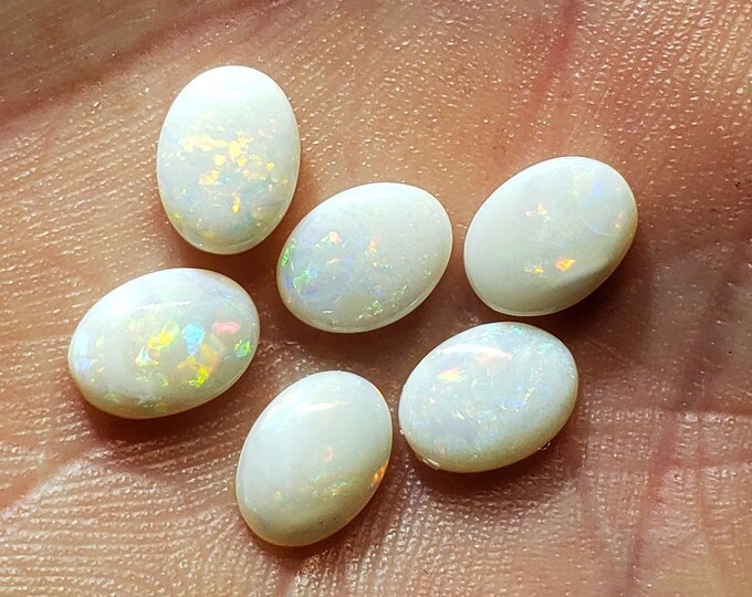 Six 8 x 6 Solid Opals - 5.0 Ct - Coober Pedy; Australia