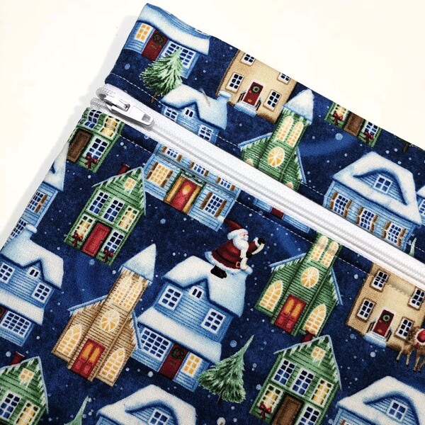 Christmas Village Themed Project Bag for Cross Stitch and other crafts - 12" x 9.5"