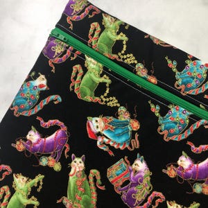 Christmas Cats Themed Project Bag for Cross Stitch and other crafts - 12&quot;x12.5&quot;