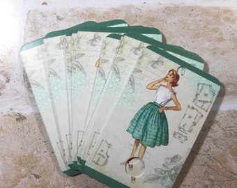 Thread Floss Drops - Pack of 20 - Vintage Themed - Lady in Green - Thread Holder