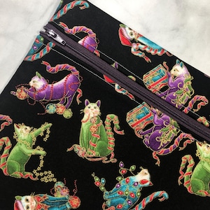 Christmas Cats Themed Project Bag  for Cross Stitch and other crafts - 11.5&quot; x 9.5&quot;