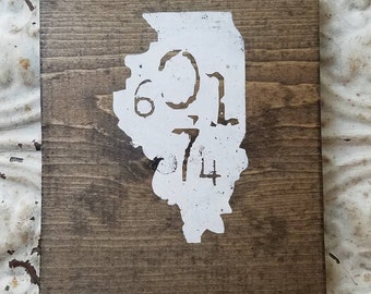 Zip code sign rustic state wall hanging address sign CHOOSE STATE