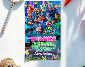 Zootopia Thank You Tags: Gift Favor Label Rectangle Square, (Digital Download) - ZO03