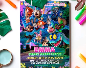 Zootopia Zoo Party Invitation: Zootropolis Card template (Digital Download) – ZO03