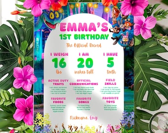 Zootropolis Milstolpe-tavla: Statistik för 1-årsdagen, affisch med svarta tavlan (digital nedladdning) - ZO03