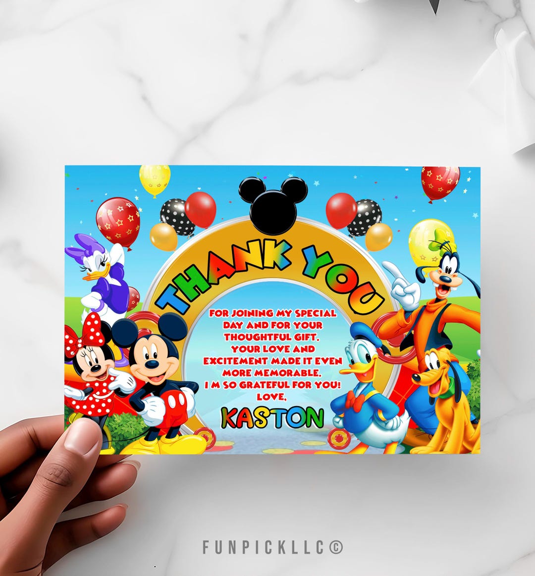 Mickey Mouse Birthday Thank You Card: Clubhouse Design (digital ...