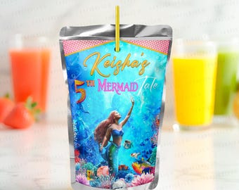 Ariel Birthday Juice Sticker: Little Mermaid Pouch Decal (Digital Download) – LMM01