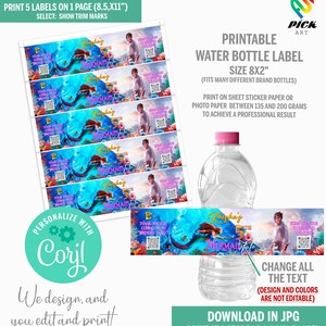 Ariel Birthday Water Bottle Sticker: Little Mermaid Decal (Digital Download) – LMM01 image 2