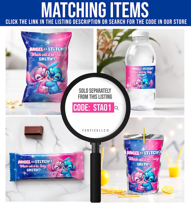 Stitch Gender Reveal Banner: Editable Stitch and Angel Theme Wall Art (Digital Download) – STA01 image 9