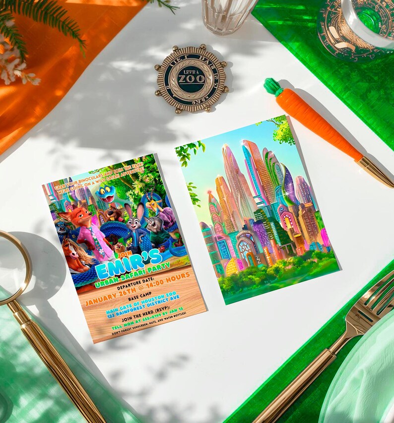 Zootopia Zoo Party Invitation: Zootropolis Card template (Digital Download) – ZO02 Bild 3
