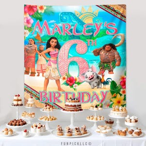 Banner de cumpleaños de Moana: Arte mural editable de Maui (descarga digital) – MOA01 imagen 5