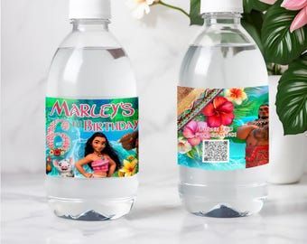 Pegatina para botella de agua de cumpleaños de Moana: Calcomanía de Maui para hacer tú mismo (descarga digital) – MOA01