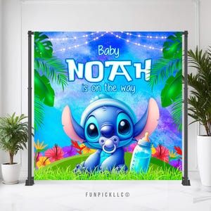 Baby Stitch Banner: Custom Blue & Green Shower Decor (Digital File) - STI05 image 6