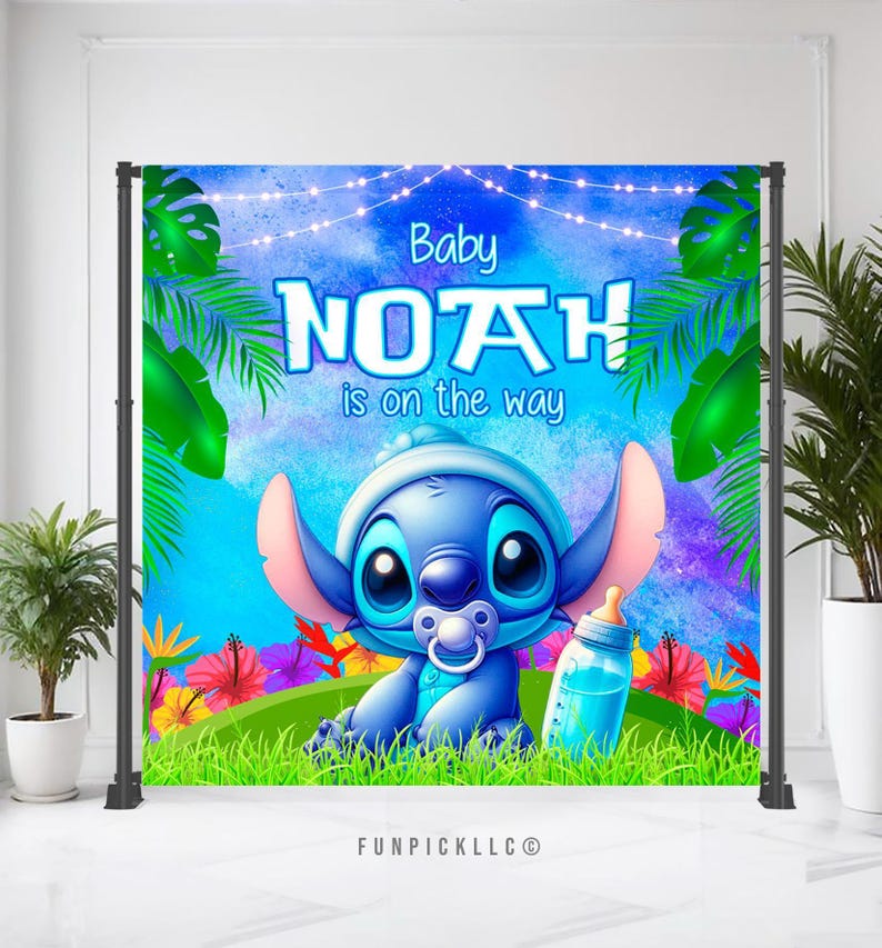 Baby Stitch Banner: Custom Blue & Green Shower Decor (Digital File) - STI05 image 6