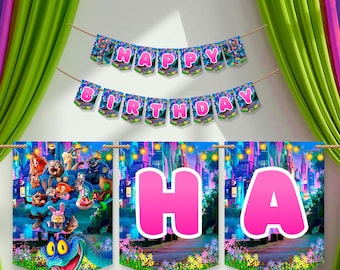 Zootopia Birthday Banner: Bunting Garland Jungle City Party Decor, (Digital Download) - ZO03