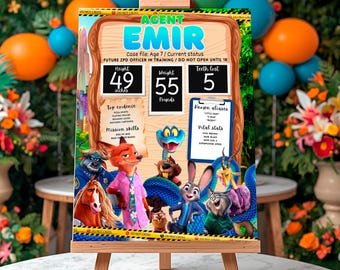 Zootopia Milestone Board: 1st Birthday Stats Poster Chalkboard Sign, (Digital Download) – ZO02