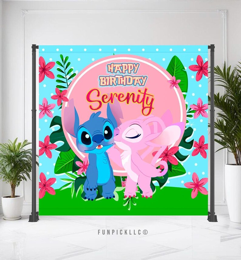 Stitch and Angel Birthday Banner: Editable Stitch Wall Art (Digital Download) – STA04 image 6