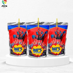 Spider Water Juice Sticker: Spiderman Pouch Decal (Digital Download) – SPD04