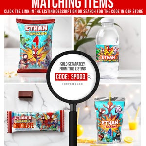 a magnifying glass next to a bag of snacks