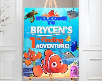 Finding Nemo Birthday Welcome Poster: Editable Ocean Canva for DIY (Digital Download) – FIN01