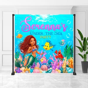 The Little Mermaid Banner: Under the Sea Birthday Backdrop, Digital Download - ARI02 image 5