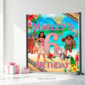 Banner de cumpleaños de Moana: Arte mural editable de Maui (descarga digital) – MOA01 imagen 4
