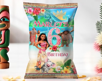 Moana Birthday Chips Bag Wrap: Maui Bag Template for DIY (Digital Download) – MOA01
