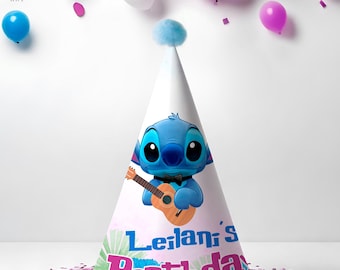 Lilo and Stitch Party Hat: Editable Birthday Printable (Digital Download) - STI01