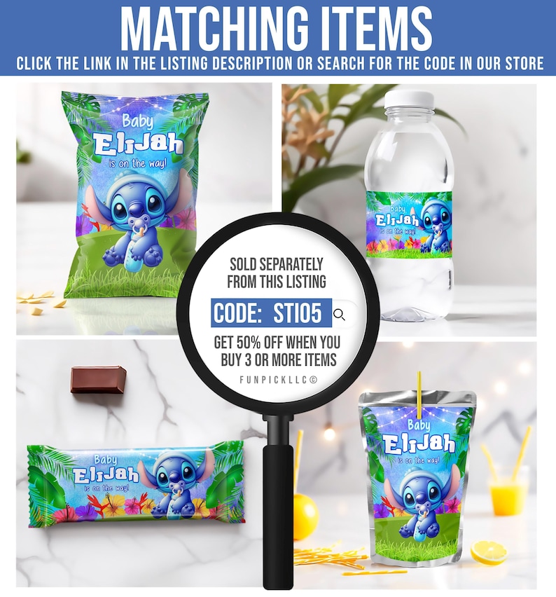 Baby Stitch Banner: Custom Blue & Green Shower Decor (Digital File) - STI05 image 9